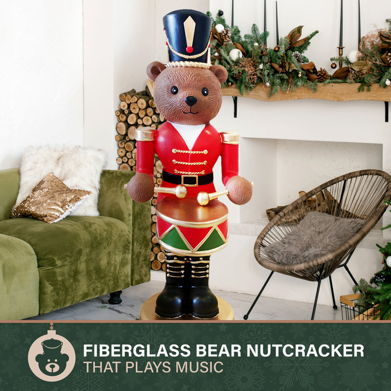 32” tall doorway light retailer up musical drummer bear